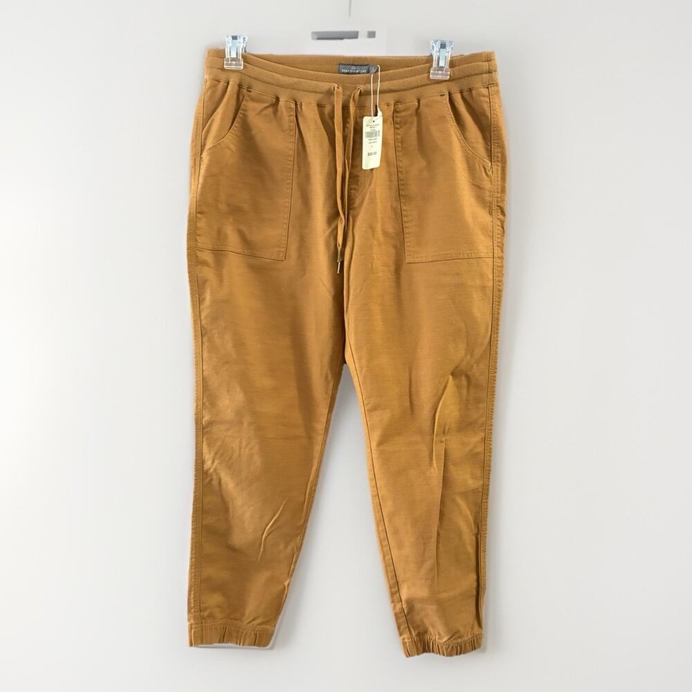 LL Bean Signature Men's Canvas Pants Pull-On Stretch Size Large Tan Saddle